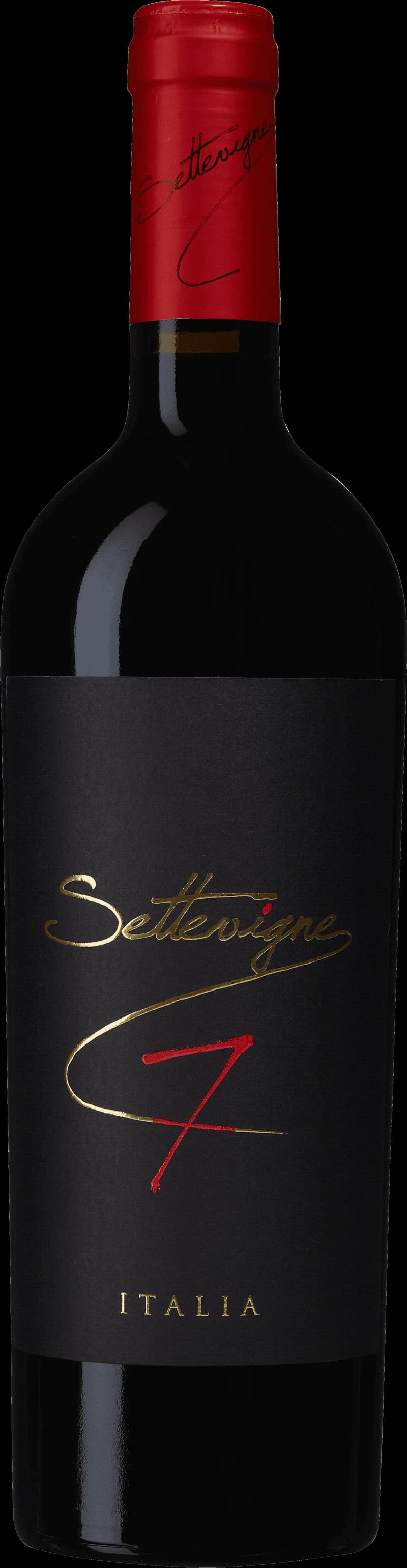 Flaska med Settevigne 7 Vino Rosso rött vin mot neutral bakgrund.