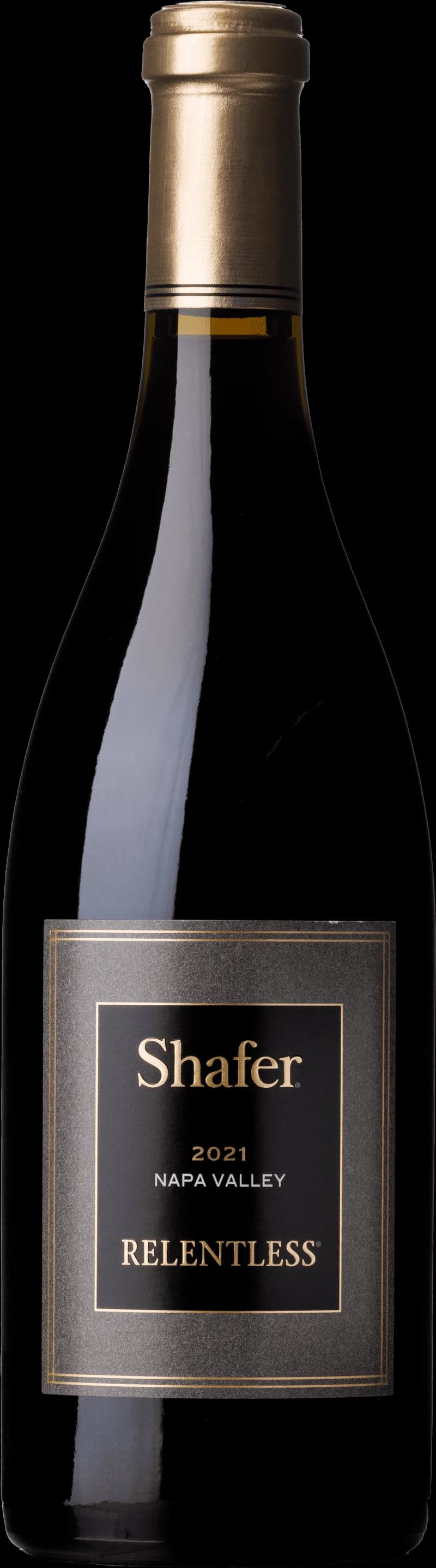Flaska rött vin från Shafer Vineyards på en mörk bakgrund