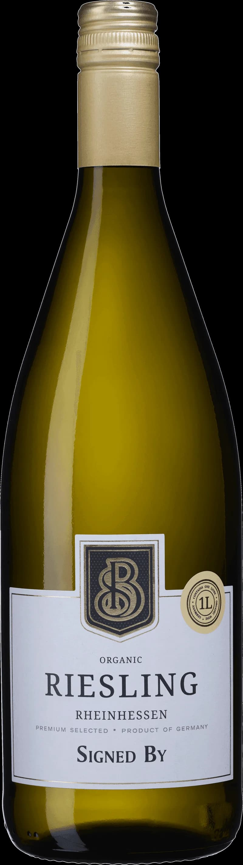 Etikett på en flaska signerat vitt vin