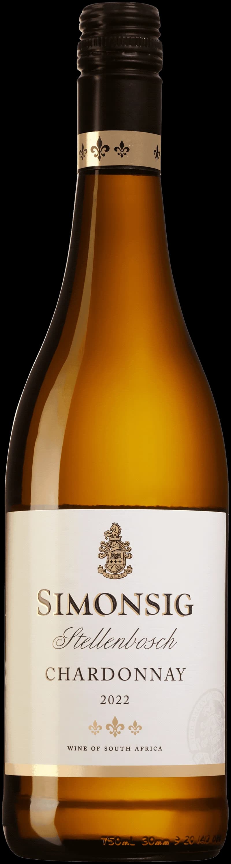 Flaska med vitt vin från Simonsig vingård