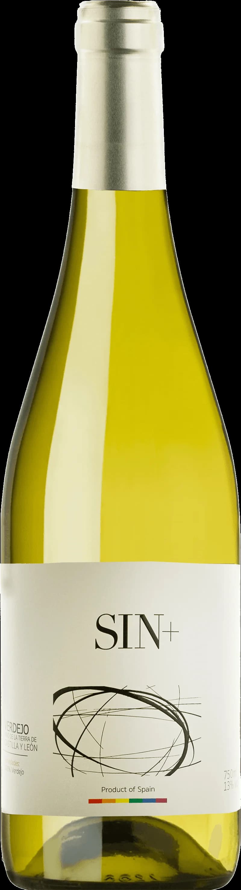 Flaska av Sin Verdejo vitt vin mot en ljus bakgrund.
