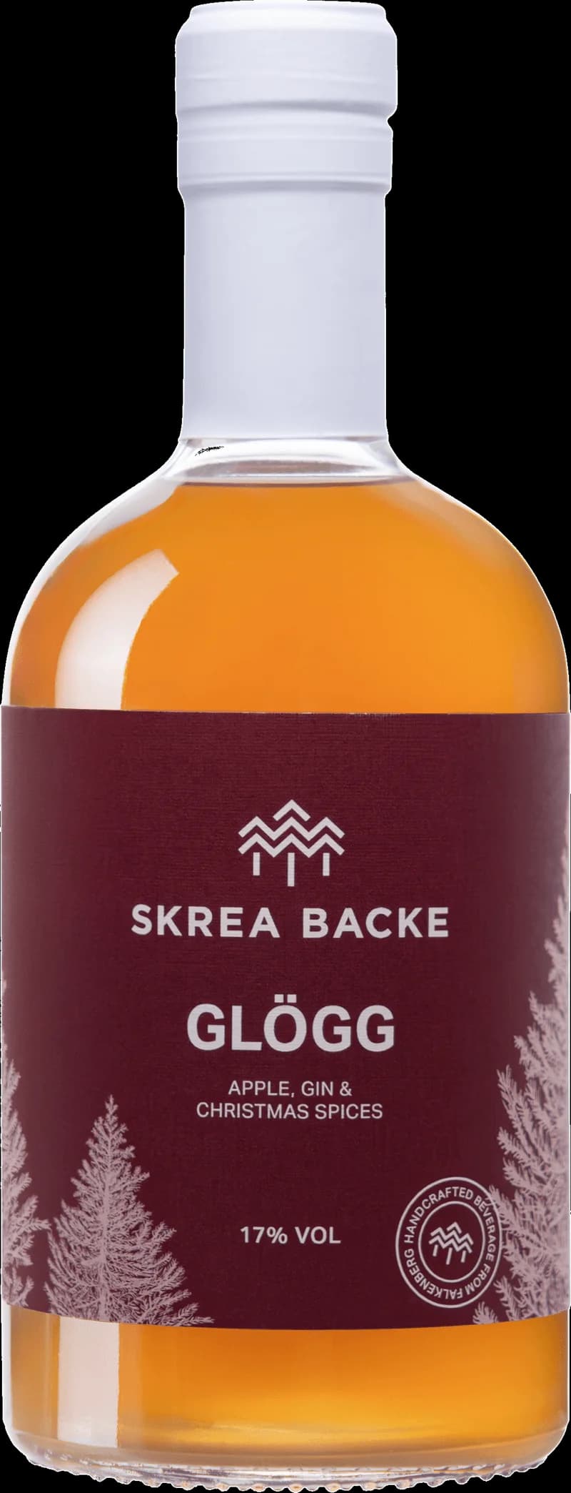Flaskor med Skrea Backes glögg och glühwein på ett bord.