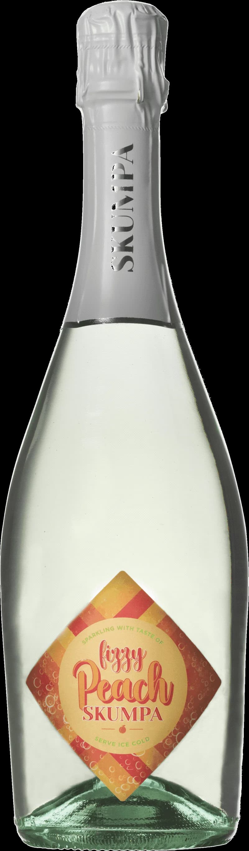 Flaskor med skumpa och mousserande vin på ett bord.