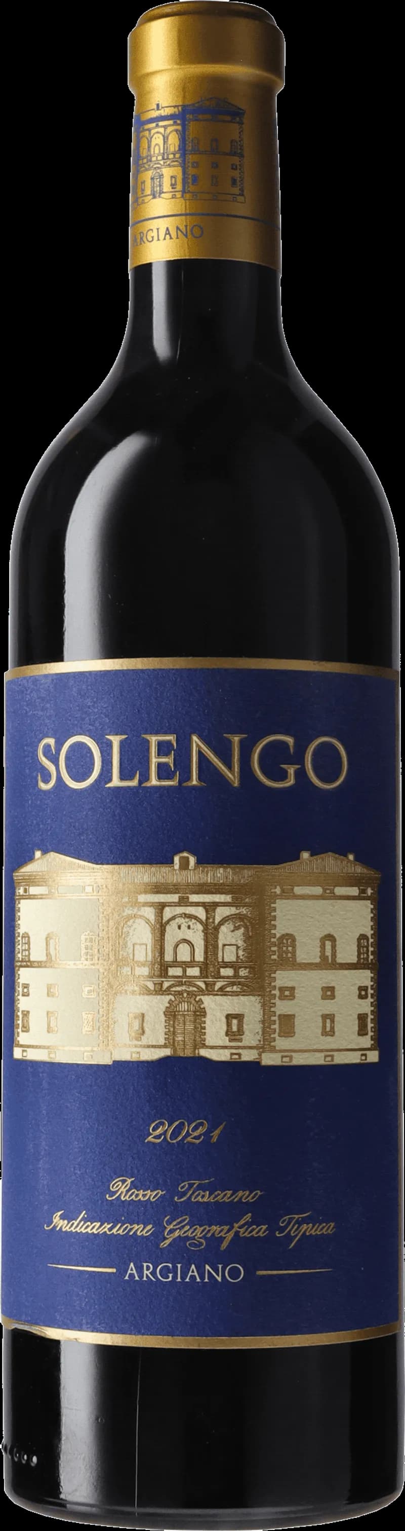 Flaska av rött vin Solengo från italienska vingården Argiano