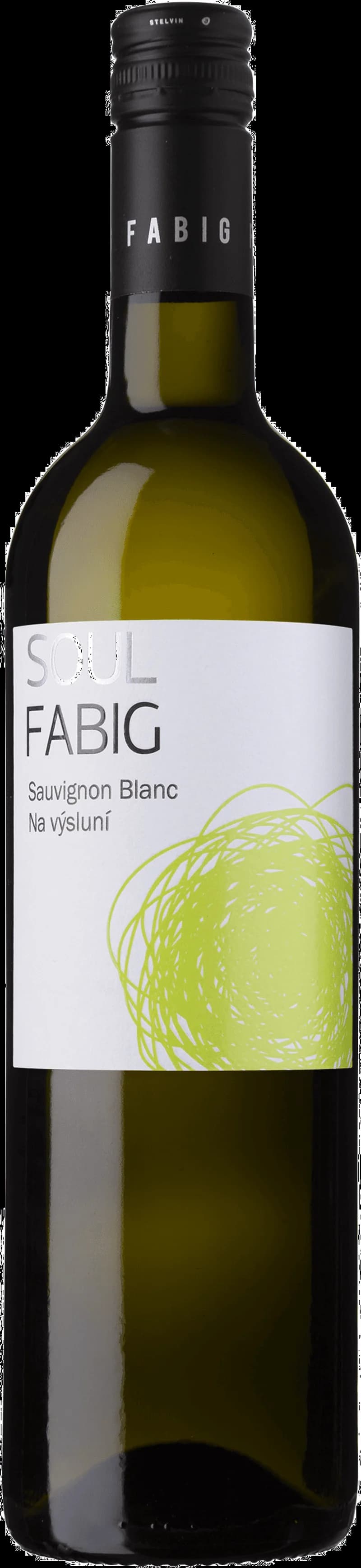 Flaska och glas med Soul Fäbings vita vin mot ljus bakgrund