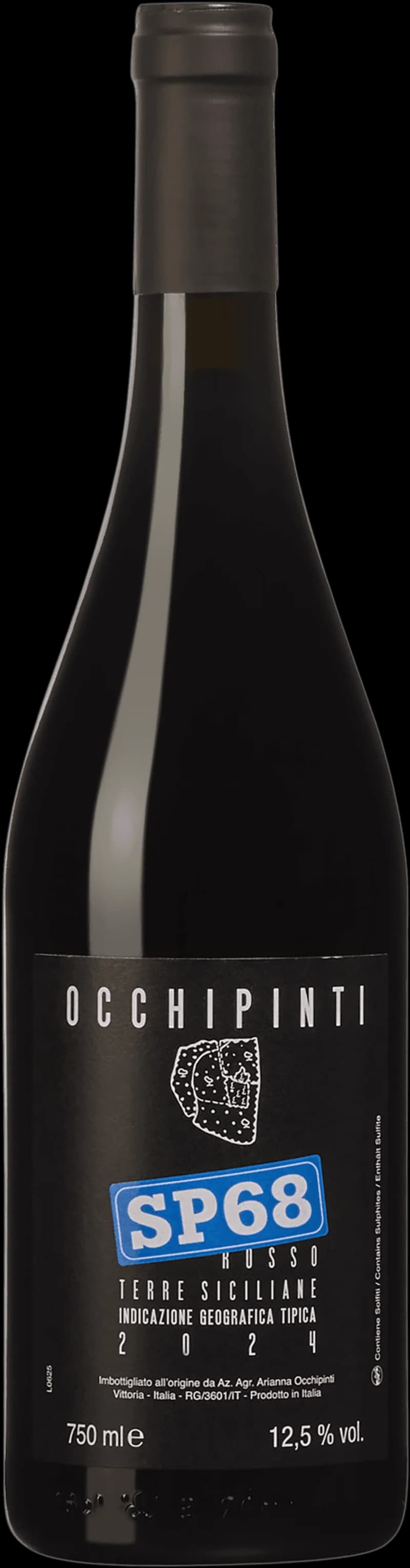 Flaska av rött vin SP68 Rosso från Occhipinti