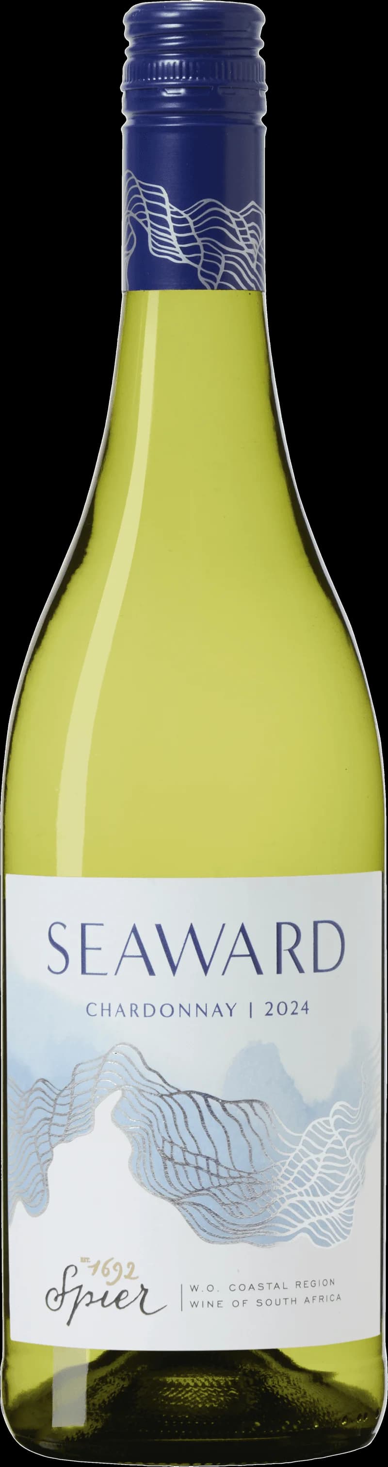 Flaska Spier vitt vin mot ljus bakgrund