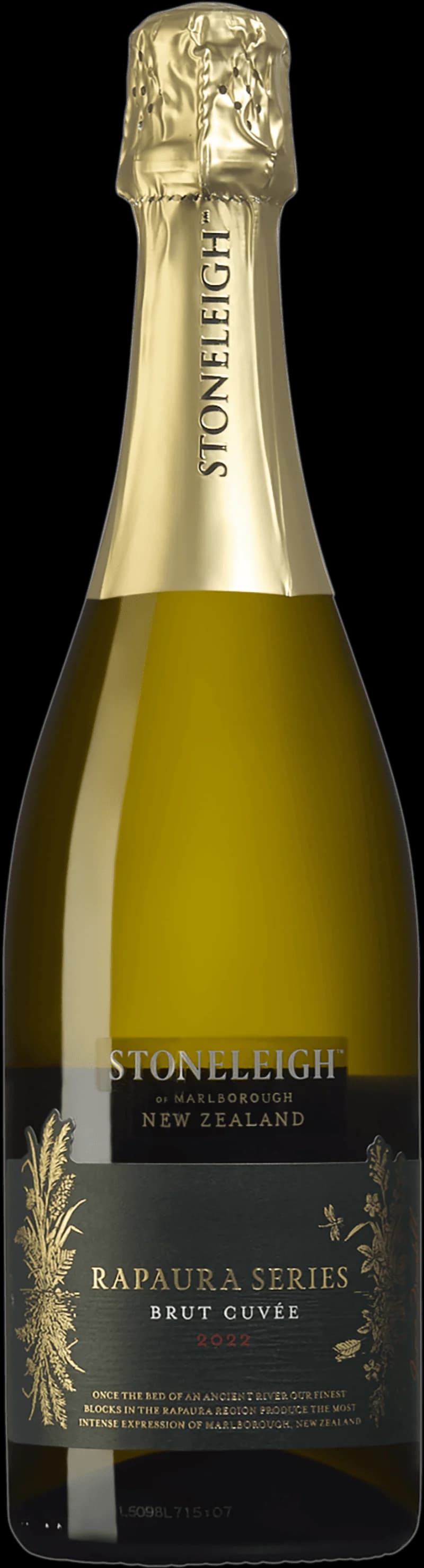 Flaska Stoneleigh mousserande vin mot vit bakgrund