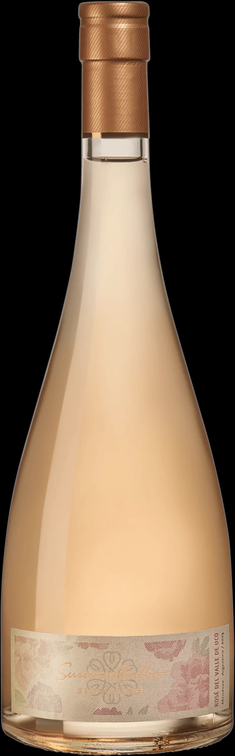 Flaska av Susana Balbo rosévin mot ljus bakgrund