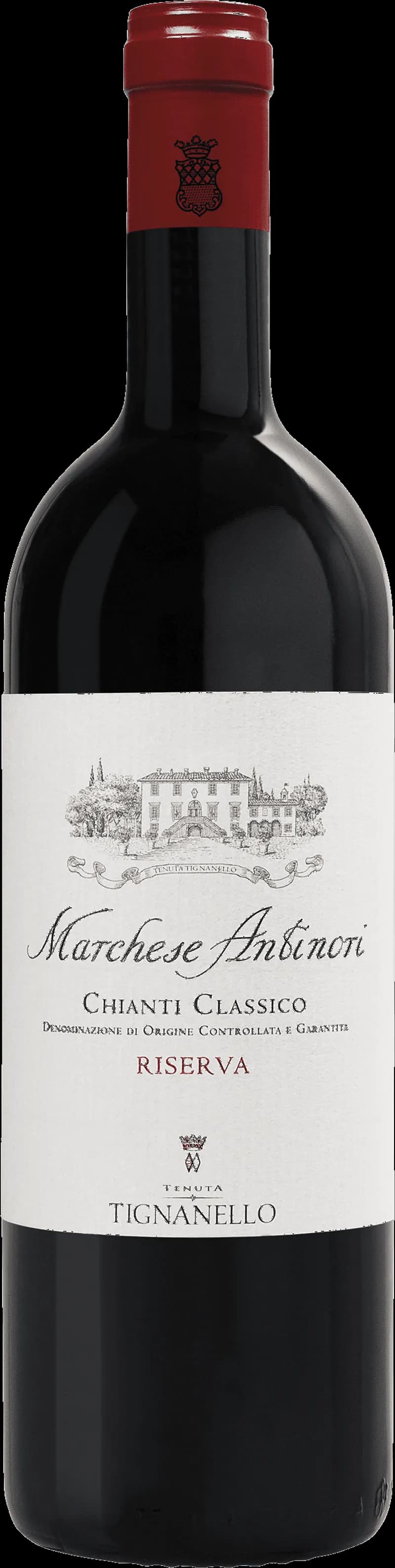 Flaska av rött vin Tenuta Tignanello från Marchesi Antinori