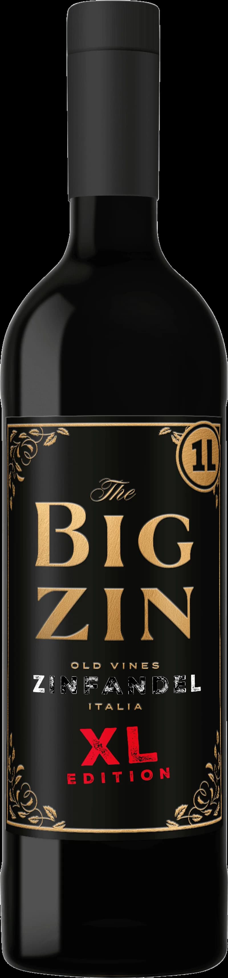 Flaska och glas med rött vin från The Big Zin.