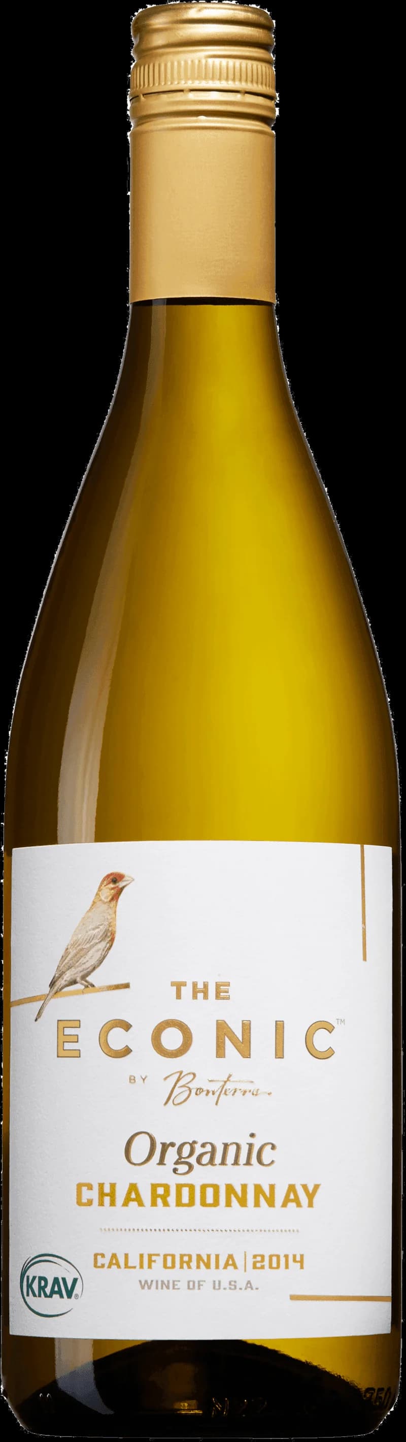 Flaska av The Econic vitt vin på en ljus bakgrund.