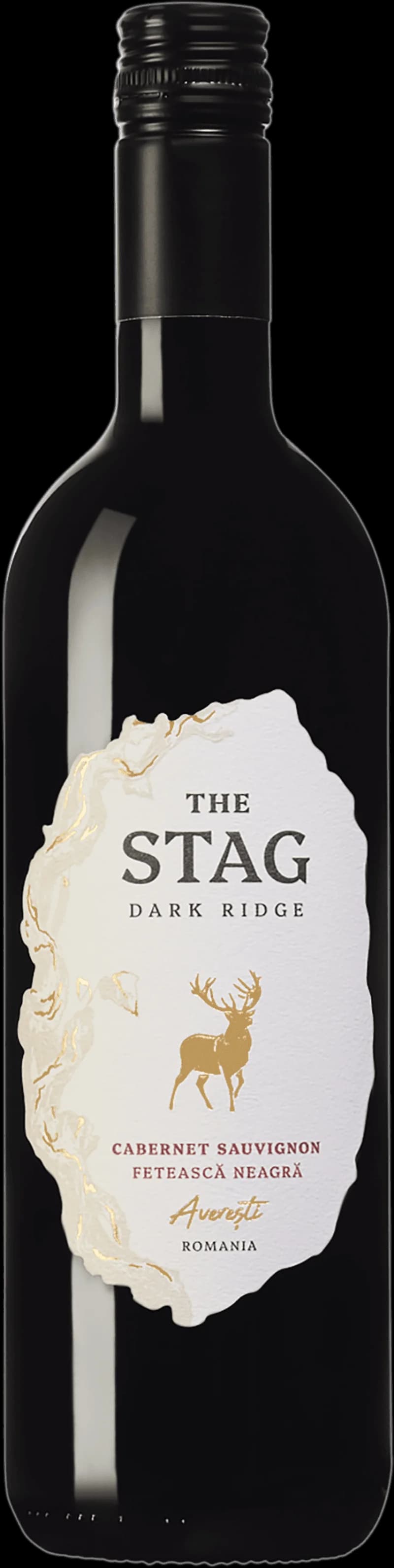 Flaska av The Stag rött vin på en bordsservering.