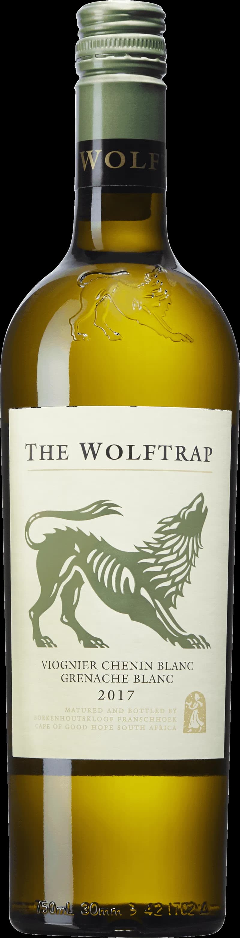 Flaska av The Wolftrap vitt vin på en bordsduk
