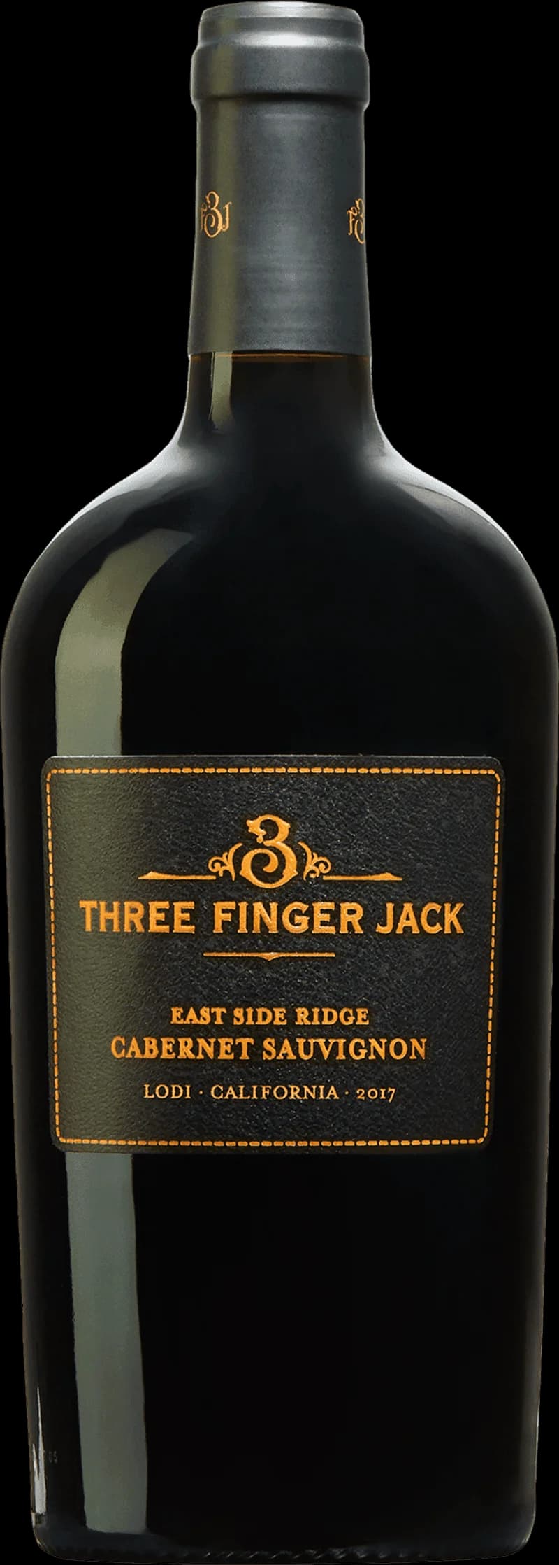 Flaska Three Finger Jack rött vin mot neutral bakgrund