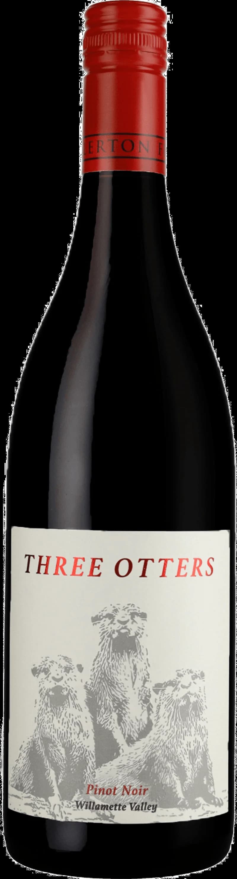 Tre uttrar som dricker rött vin vid en bordsservering.