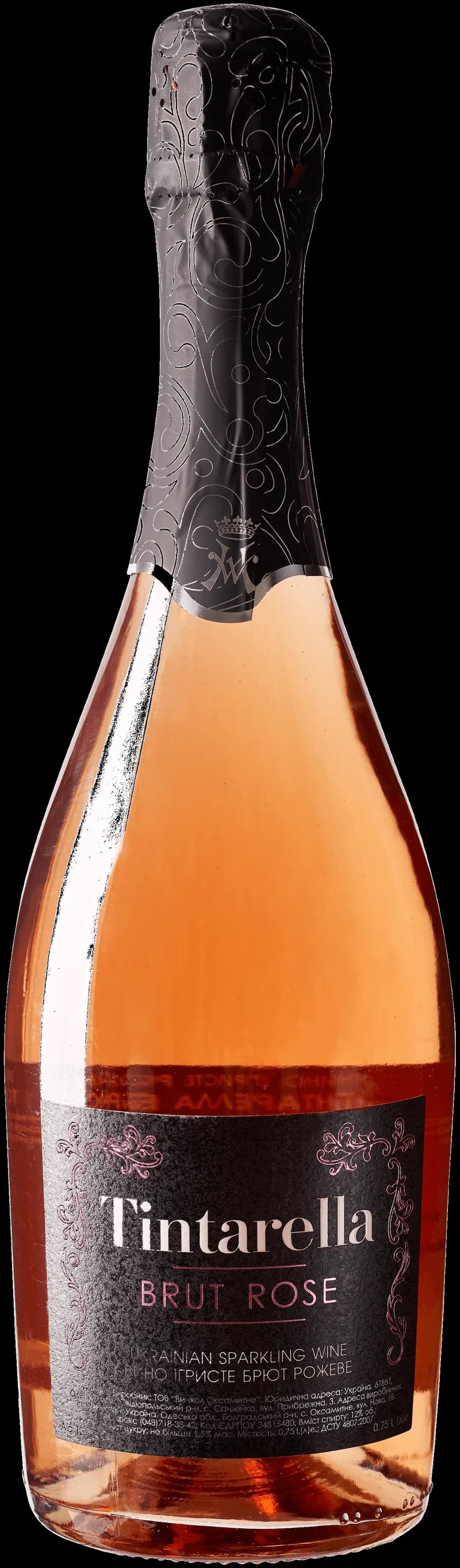 Flaska Tintarella mousserande vin mot ljus bakgrund
