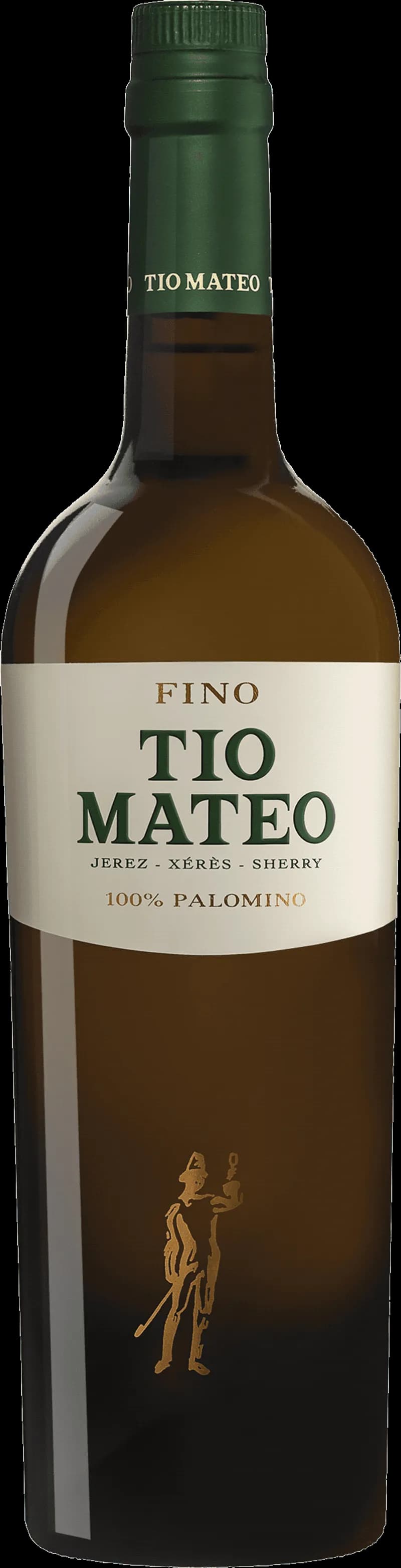 Flaska av Tio Mateo starkvin mot en neutral bakgrund.