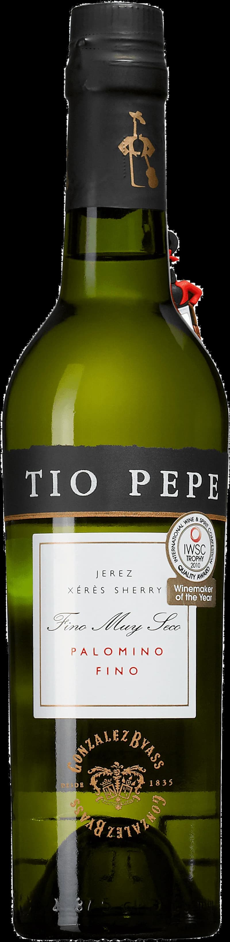 Flaska Tio Pepe sherry på ett bord