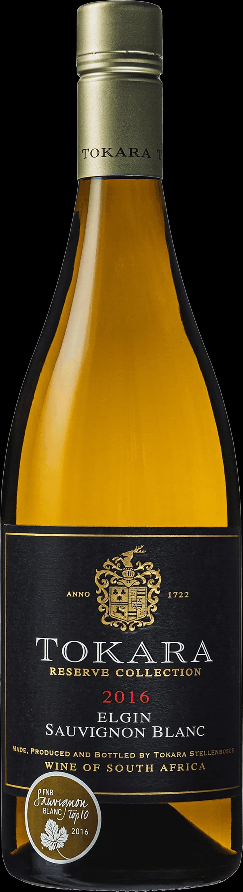 Flaska av Tokara Reserve Collection vitt vin mot en neutral bakgrund.