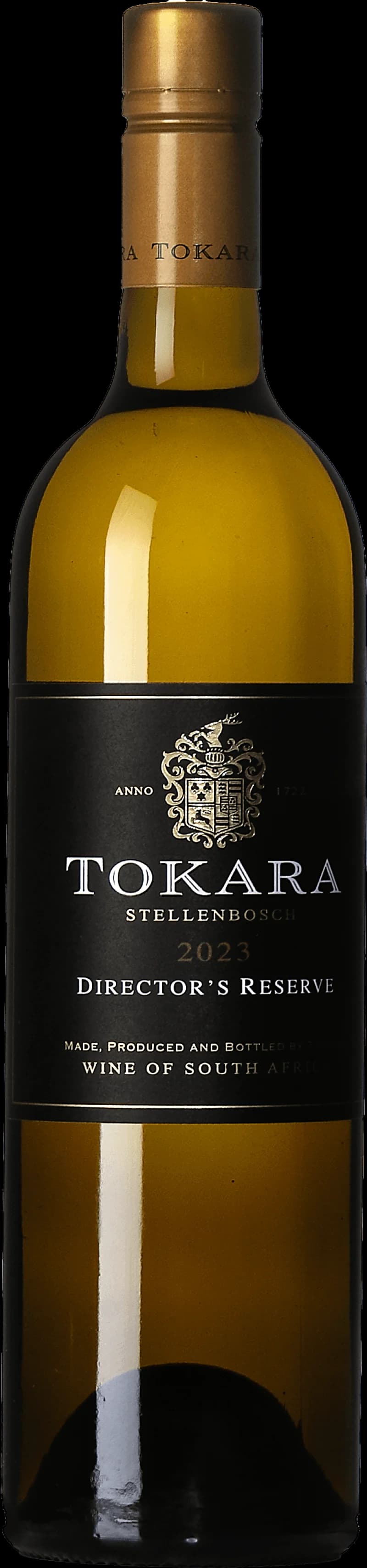 Flaska av Tokara vitt vin mot en neutral bakgrund.