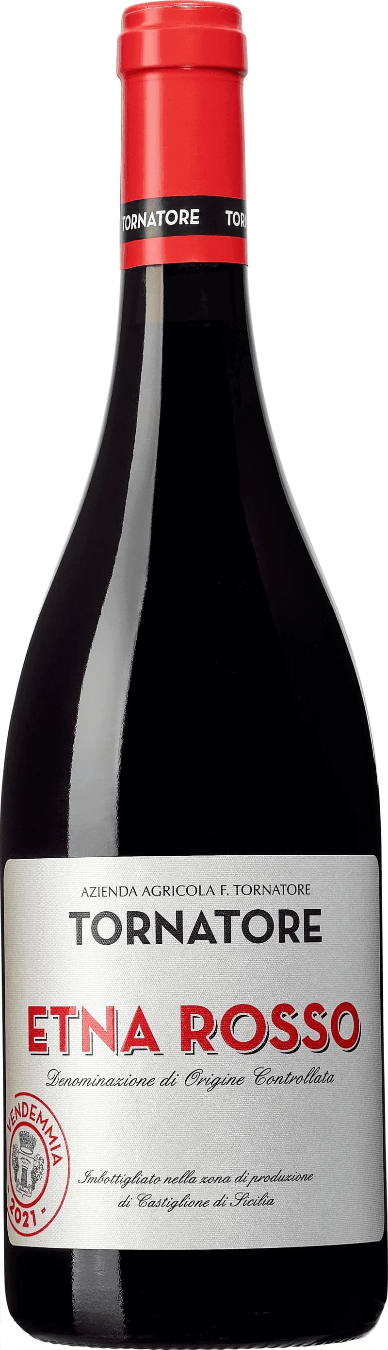 Flaska Tornatore rött vin på ett bord