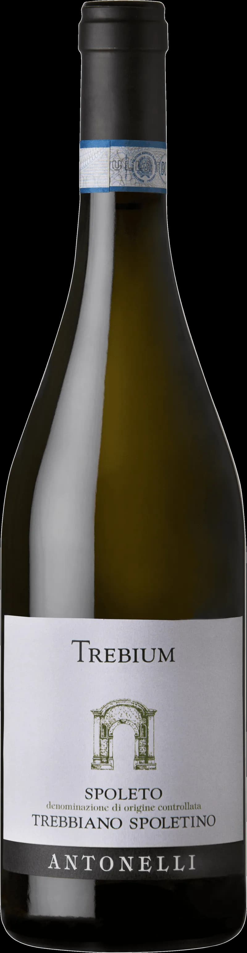 Trebium vitt vin i ett glas mot en ljus bakgrund