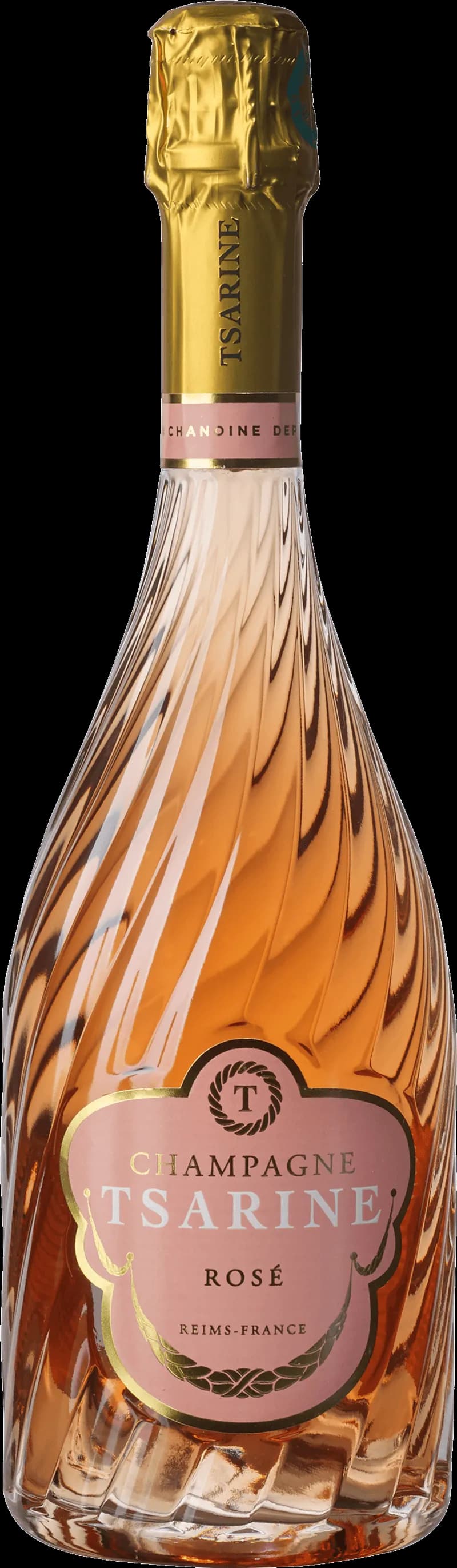 Flaska Tsarine mousserande vin mot en elegant bakgrund.