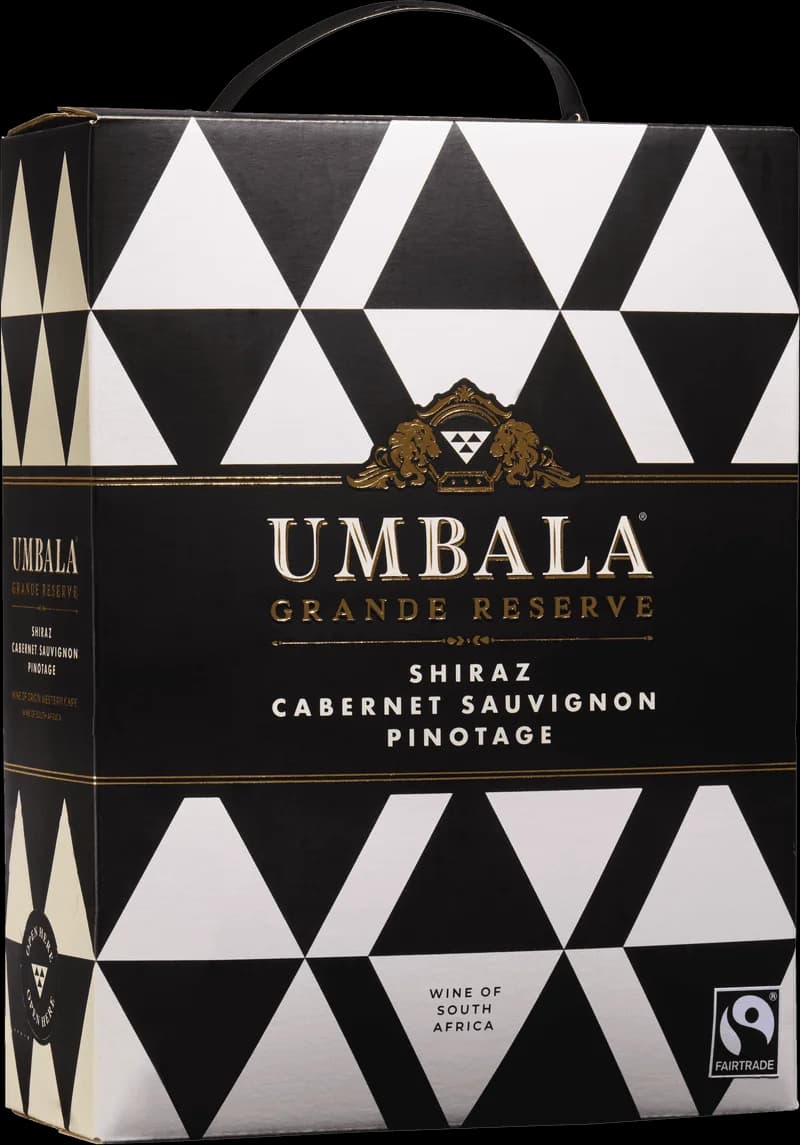 Flaska av rött vin Umbala på en bordsservering.