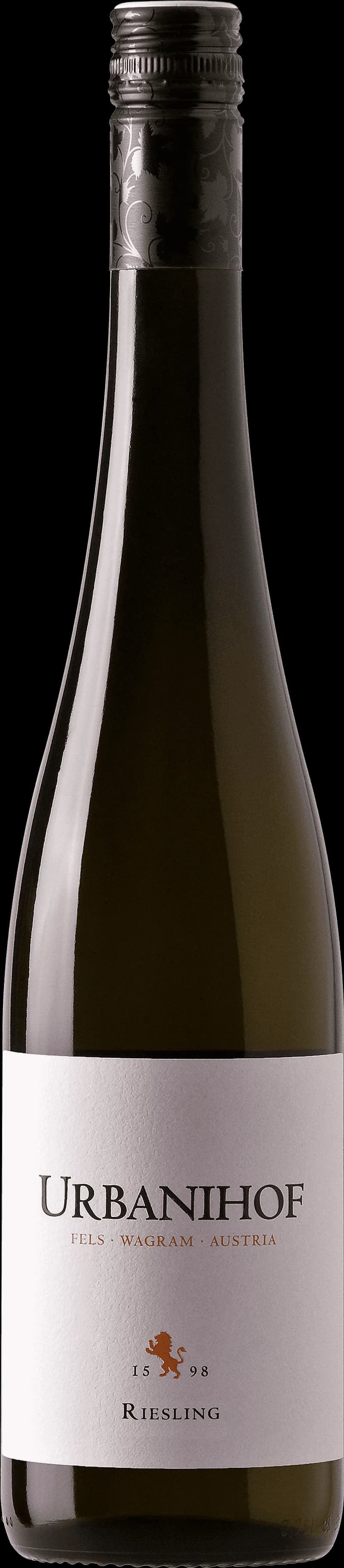 Flaska av Urbanihof vitt vin på en bordsduk.