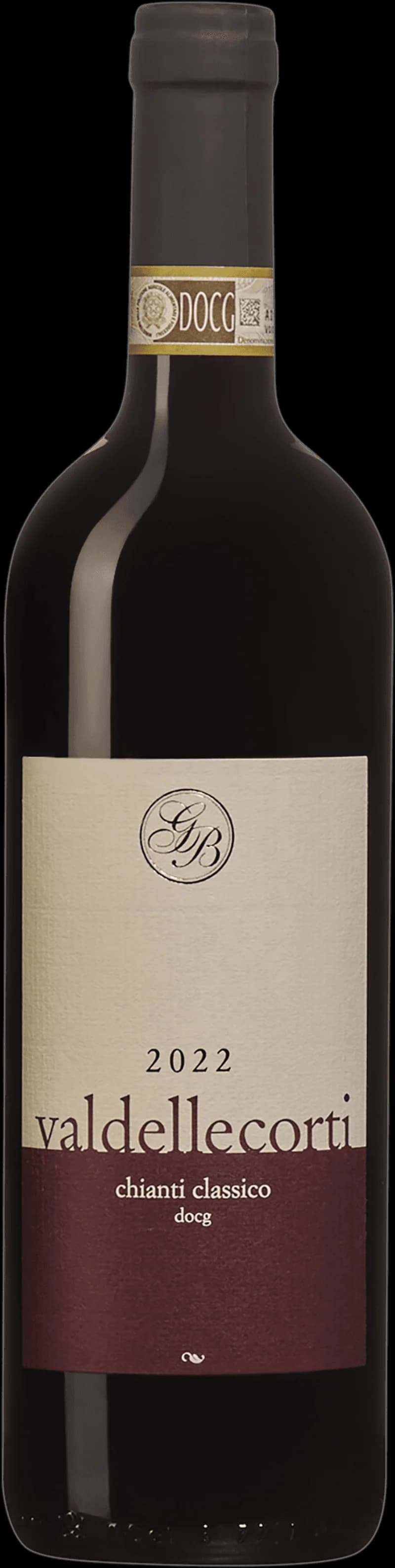 Flaska av rött vin från Val delle Corti