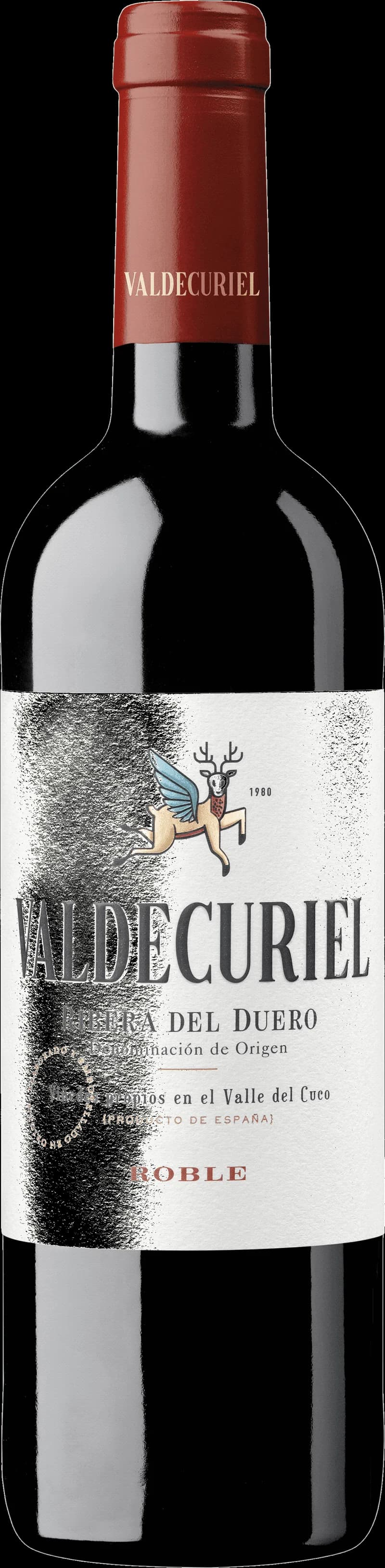Flaska av rött vin från Valdecuriel