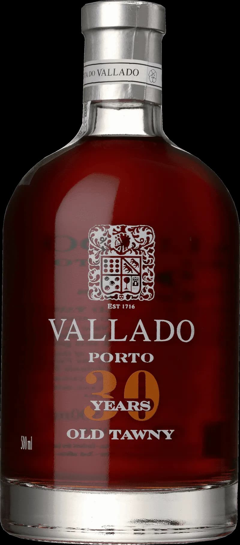 Flaska med Vallado starkvin på en bordsservering.