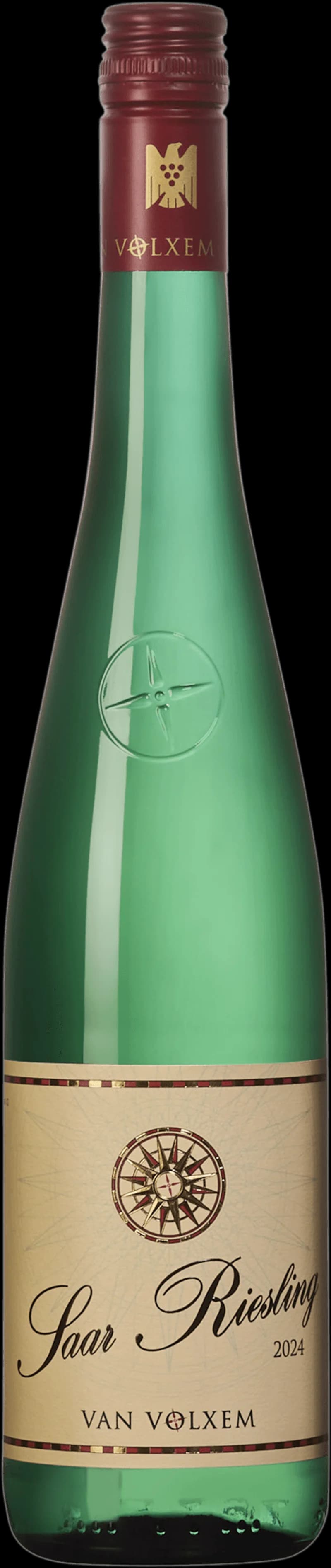 Flaska och glas med vitt vin från Van Volxem