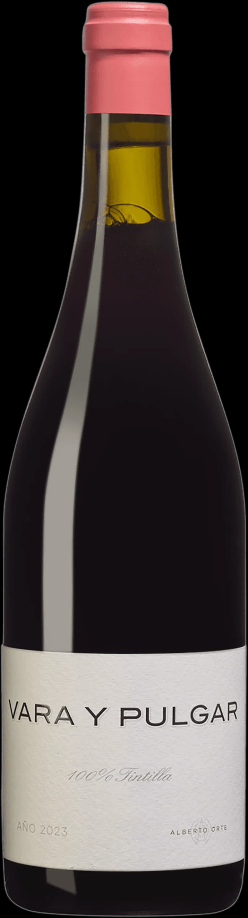Flaska av rött vin från Vara y Pulgar