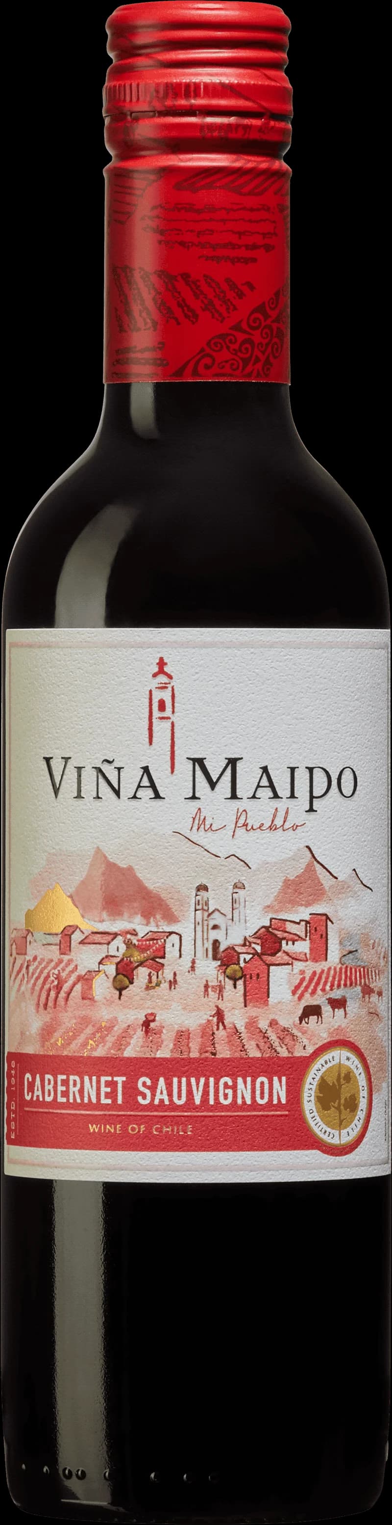 Flaska Viña Maipo rött vin mot neutral bakgrund