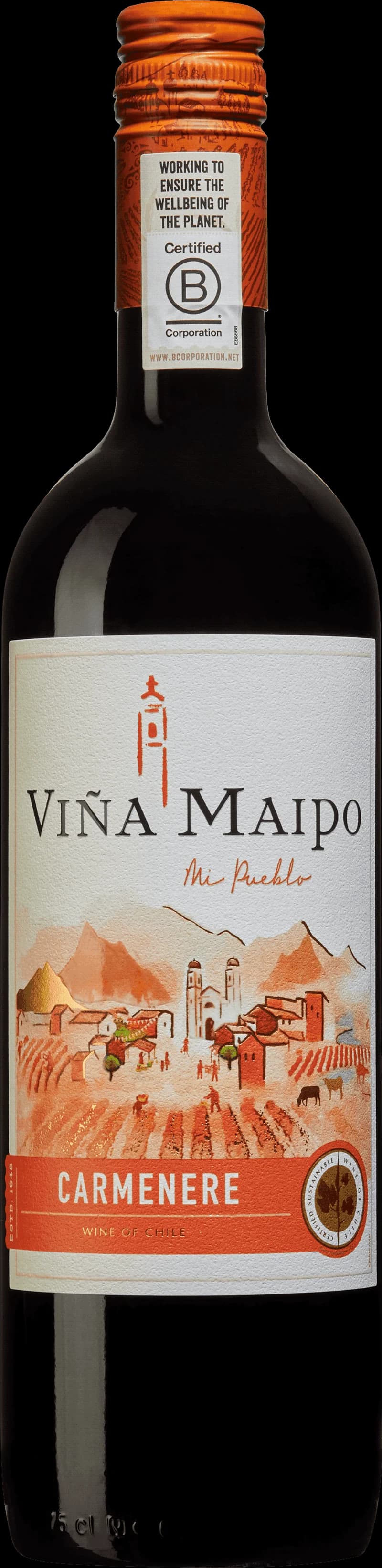 Flaska av rött vin från Viña Maipo