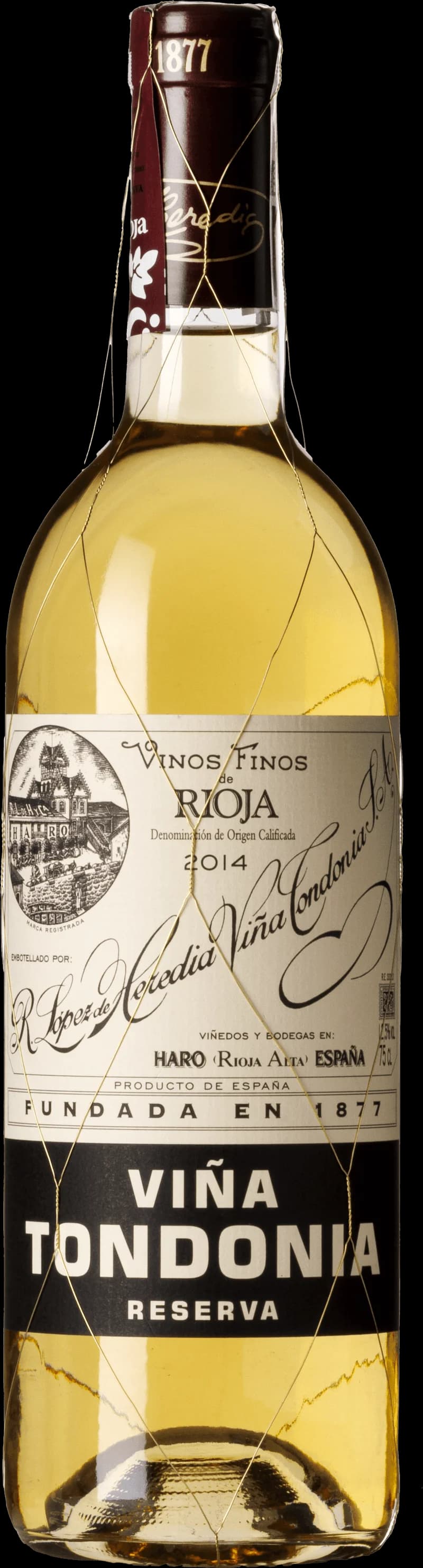 Flaska av Viña Tondonia vitt vin från Rioja
