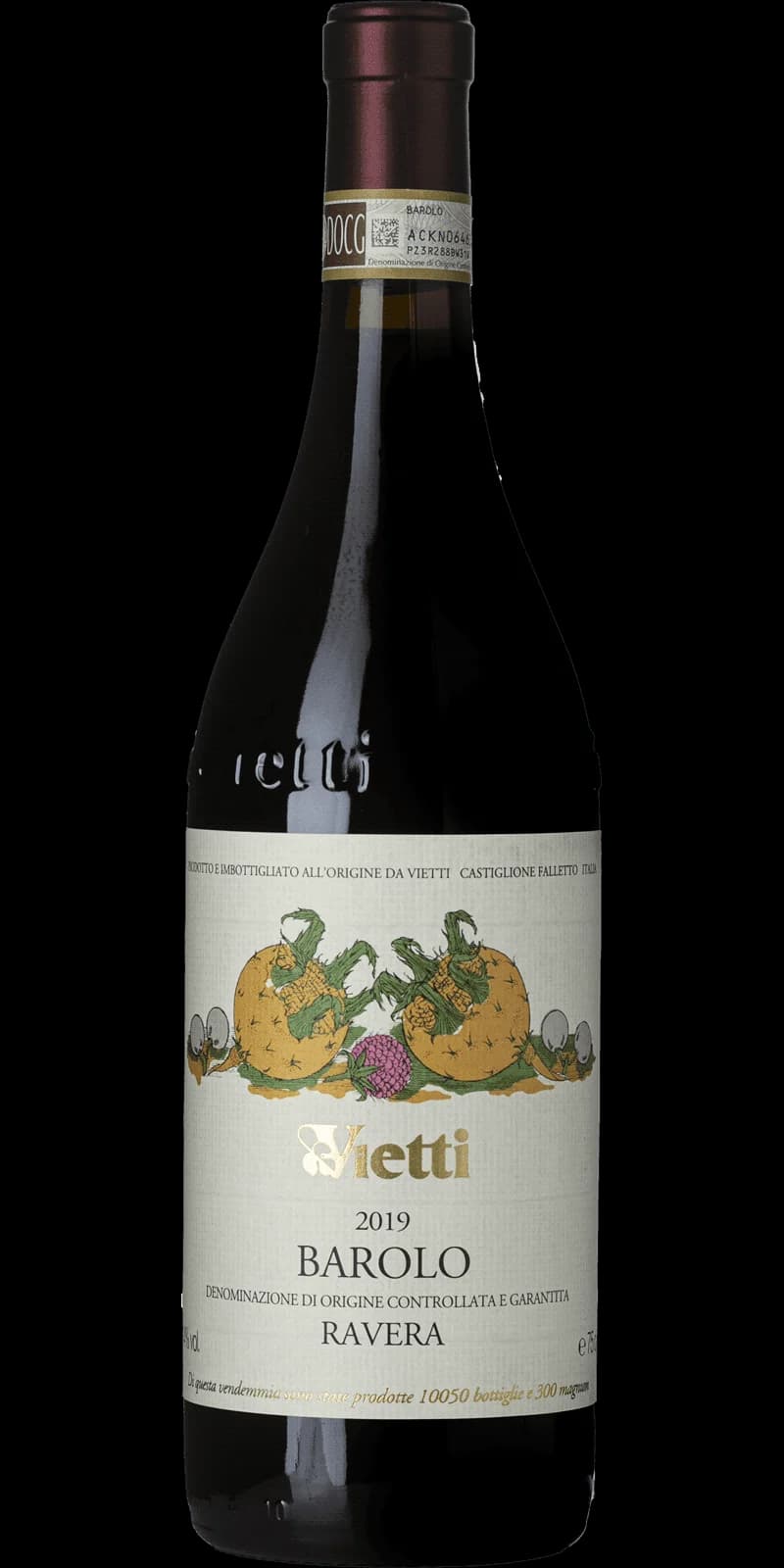 Flaska Vietti Barolo rött vin mot neutral bakgrund