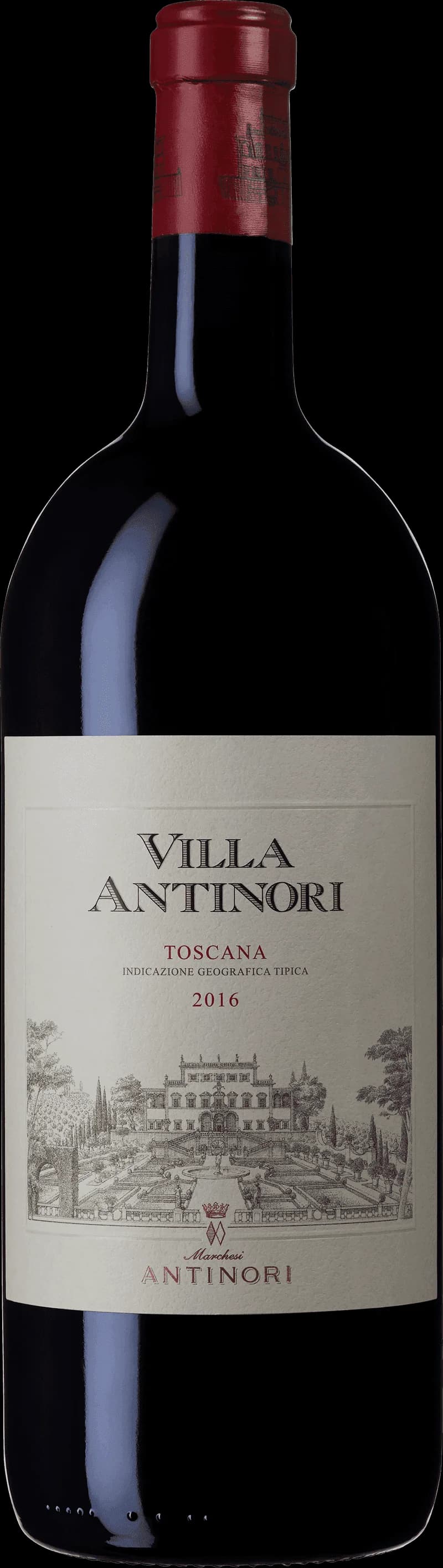 Flaska Villa Antinori rött vin mot neutral bakgrund