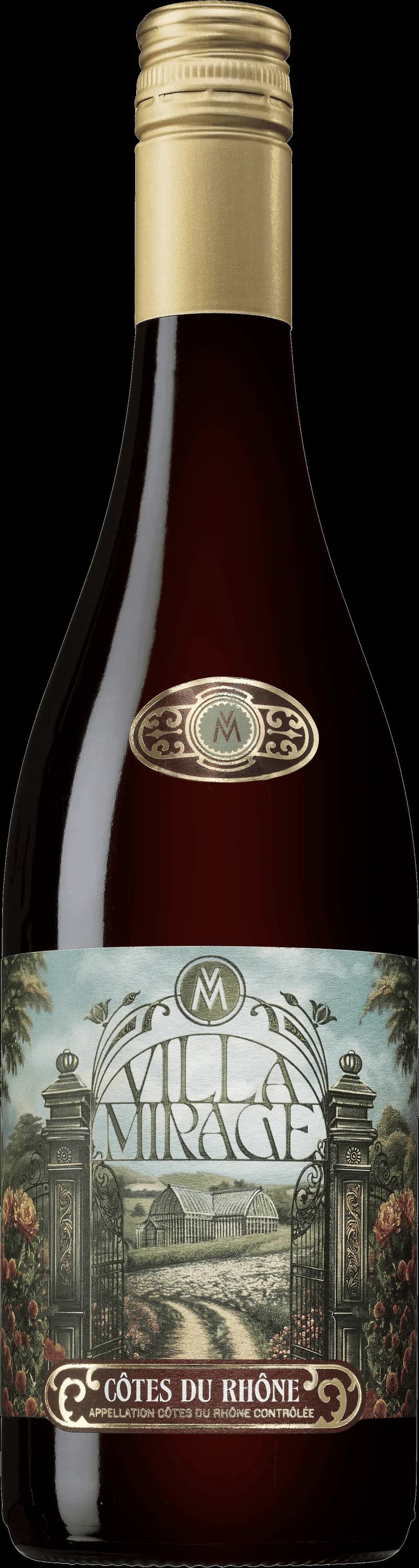 Flaska av rött vin från Villa Mirage
