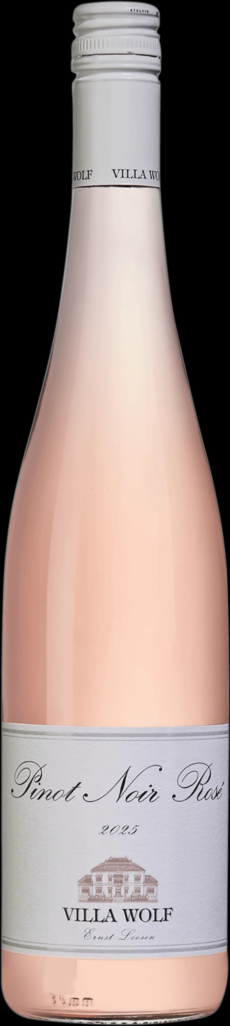 Flaska av Villa Wolf rosévin på en bordsservering.