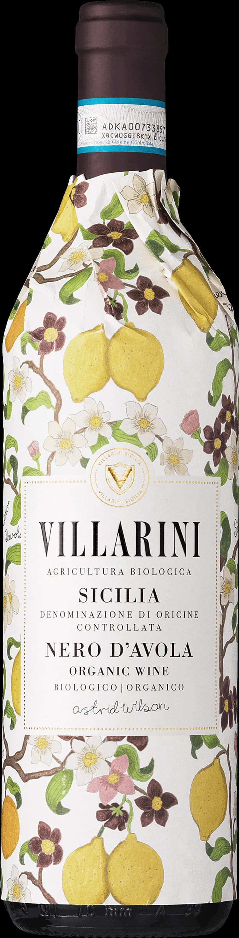 Flaska med rött vin från Villarini