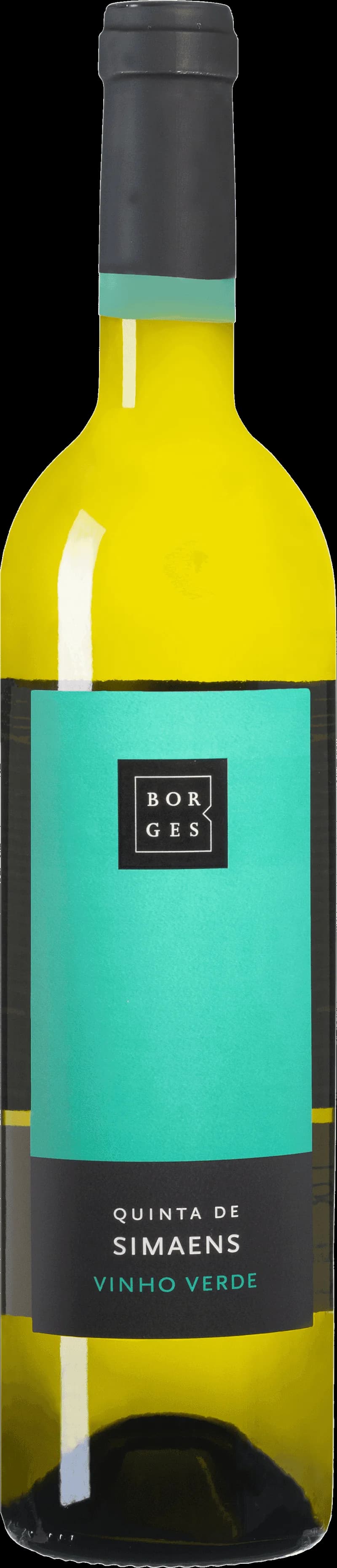 Flaska av Vinhos Borges vitt vin på en bordsservering.