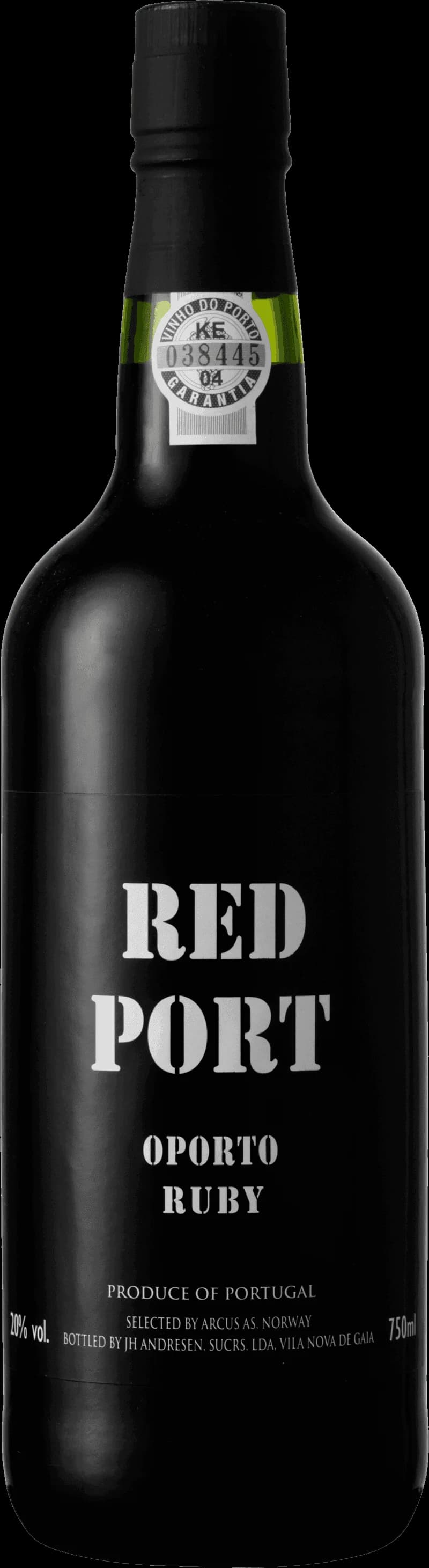 Flaska av Vintry's Red Port starkvin mot mörk bakgrund.