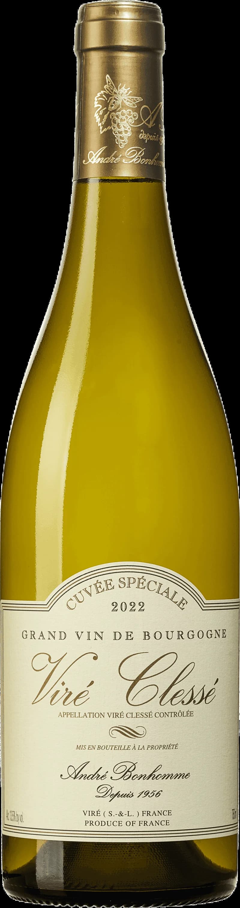 Flaska Viré-Clessé vitt vin från Bourgogne
