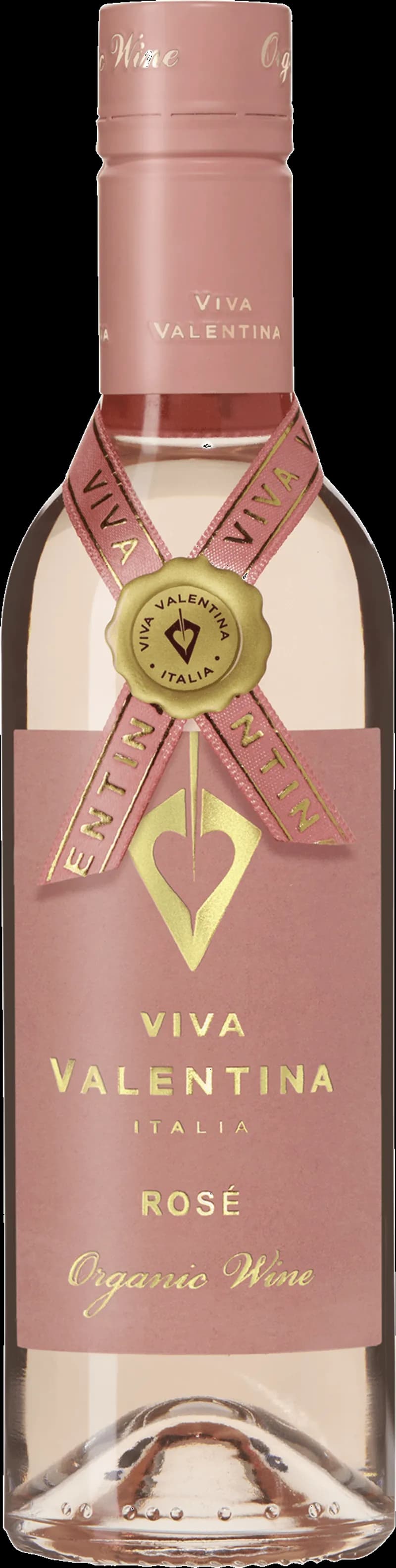 Viva Valentina rosévin i ett glas mot en romantisk bakgrund