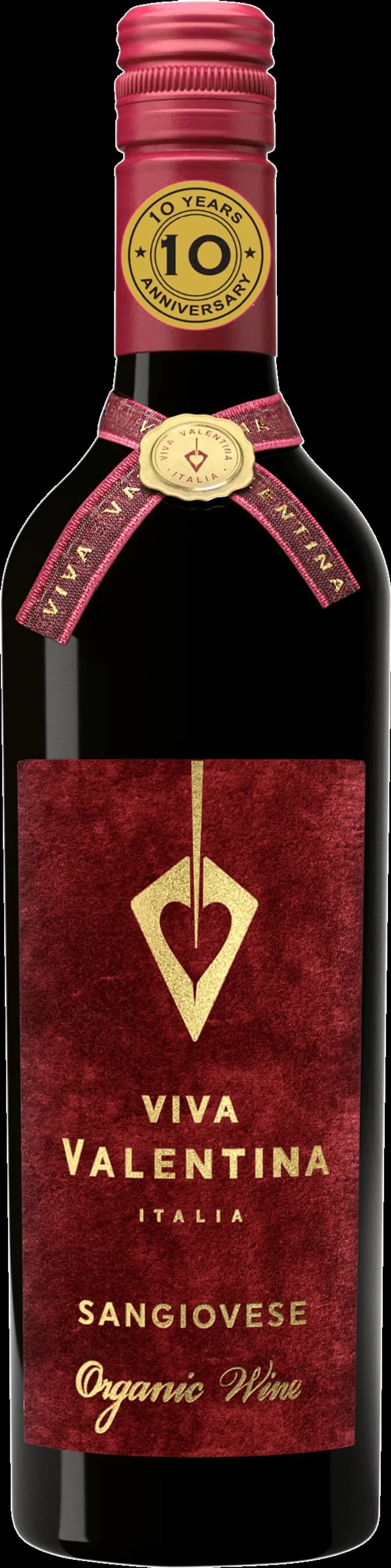 Flaska av rött vin Viva Valentina på vit bakgrund