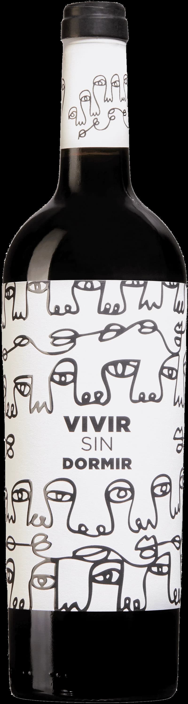 Flaska och glas med rött vin Vivir Sin Dormir