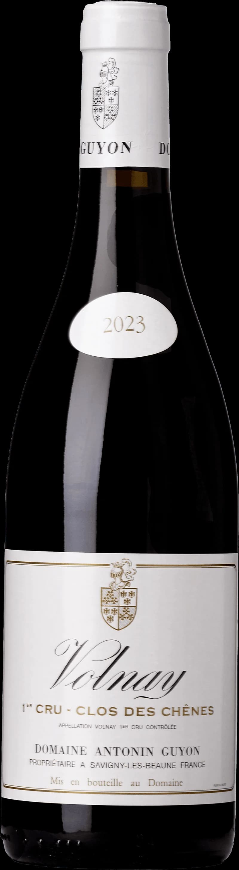 Flaska Volnay Premier Cru Clos de Chênes rött vin från Bourgogne.